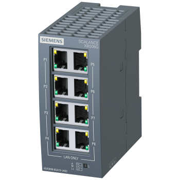 SCALANCE XB008G unmanaged Industrial Ethernet Switch for 10/100/1000 Mbit/s; for setting up small star and line topologies; LED diagnostics SCALANCE XB008G unmanaged Industrial Ethernet Switch for 10/100/1000 Mbit/s; for setting up small star and line topologies; LED diagnostics