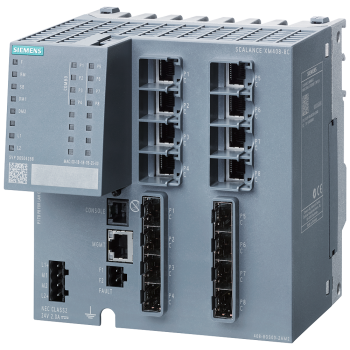 SCALANCE XM408-8C;  managed modular IE switch; 8x 10/100/1000 Mbit/s RJ45; 8x 100/1000 Mbit/s SFP; contains 8 combo ports; in total 8 ports can be used; expandable to 24 ports electrical or optical; assembly: DIN rail/S7 mounting rail