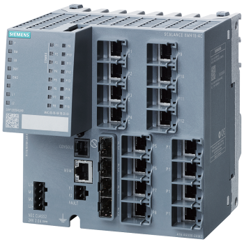 SCALANCE XM416-4C;  managed modular IE switch; 16x 10/100/1000 Mbit/s RJ45; 4x 100/1000 Mbit/s SFP; contains 4 combo ports; in total 16 ports can be used; expandable to 24 ports electrical or optical; assembly: DIN rail/S7 mounting rail